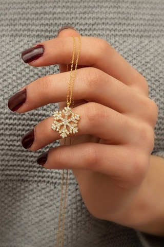 Kartanesi Kolye - 14 Ayar Altın Kaplama 925 Ayar Gümüş - Uvps100178