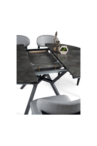 Roza Yuvarlak Highgloss Açılır Mutfak Yemek Masası 120cm Gri