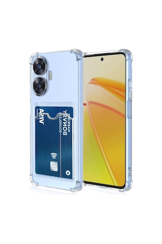 Realme C55 Kapak Kamera Korumalı Kartlıklı Darbe Emici Özellikli Şeffaf Silikon Kılıf Realme C55 Kapak Kamera Korumalı Kartlıklı Darbe Emici Özellikli Şeffaf Silikon Kılıf