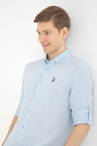 U.s. Polo Assn. Erkek Açık Mavi Gömlek Desenli 50283423-vr003 Mavi