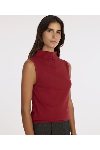 Yargıcı Regular Yarım Balıkçı Yaka Kolsuz Kol Kazak 25kktr2003x 043 Kırmızı