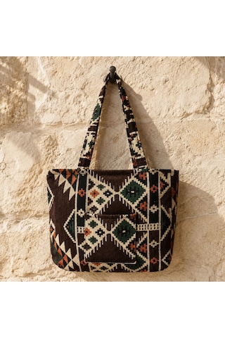 Bk Gift El Yapımı Otantik Türk Kilim Omuz Çantası -17, Günlük, Kitap, Tablet, Plaj Ve Seyahat Çantası Çok Renkli