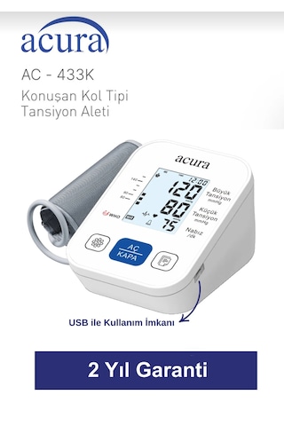 Acura AC-433K Türkçe Konuşan Koldan Tam Otomatik Tansiyon Aleti + Çanta