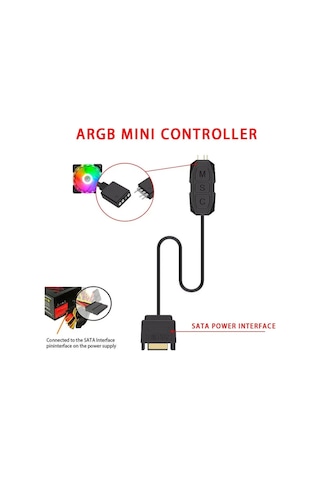 Argb 5v Fan Led Denetleyici 3 Pin Kablo Kontrol Ünitesi Sata Güç