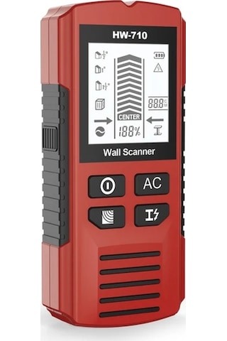 Xuweiwei Profesyonel Duvar Tarama Cihazı Kırmızı 3 Tarama Modu Ahşap Metal Kablo Tespit Pille Çalışır