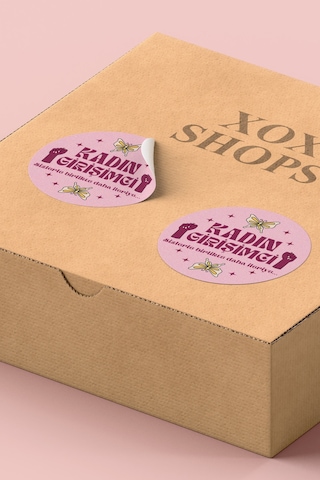Kadın Girişimci Yuvarlak Sticker Paket Etiketi 3x3cm St2412 Çok Renkli