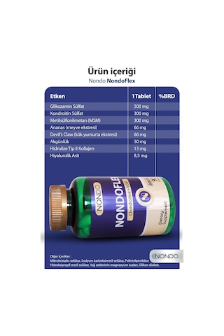 Nondo Flex 90 Tablet Jumbo Boy Glukozamin Glucosamine Kondrotin Msm Tip 2 Kolejen Akgünlük Eki