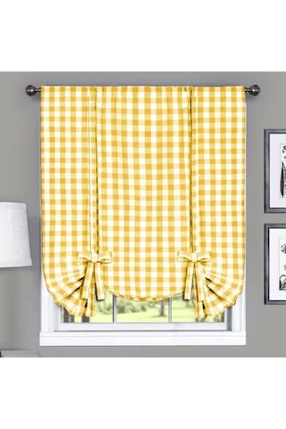 Home Furnishings Buffalo Perde Tutucu, Kareli, 42 X 63 Cm, Sarı Genel