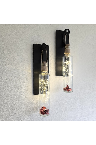Led Işıklı, Mat Siyah Renkli Duvar Aplik, 2’Li Set