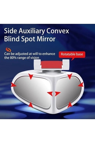 Createtech Flybuy Yuvarlak Yüksek Yardımcı Vites Sol Park Netlik Geri Geri Geniş Dikiz Derece Beyaz Aynası Ayna Ayarlanabilir Araba Araba Açı 360 Sb