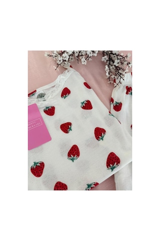 Mh Moony Homewears Çilek Mom Yazlık Yumuşacık Şortlu Pijama Takımı Kırmızı Tonlar
