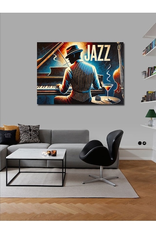 Kanvas Tablo Caz Piyanisti Ve Blues Gecesi