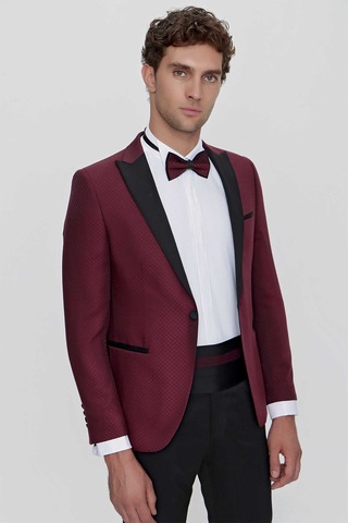 Morven Erkek Koyu Bordo Bolonya Ceremonia Damatlık Smokin 21mc055004752 Koyu Bordo