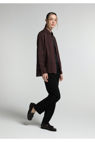 Colin's Colins Fashion Fit Shirt Neck Çizgili Kadın Kahverengi Uzun Kol Gömlek Cl1082001 Q1.v2 Brw