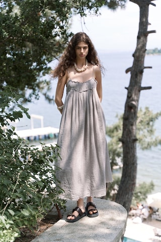 Mai Collection Mai Studios Co. Torrora Uzun Vizon Keten Elbise Vizon