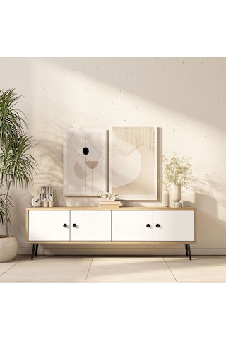 4056 Next 150 Cm Tv Ünitesi Sepet-beyaz Meşe - Beyaz