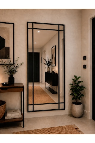 Effe Siyah Metal Çerçeveli 180x80 Cm Dekoratif Ayna 180x80siyah-b-dekor
