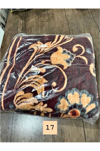 Ceritoğlu Battaniye - Iki Taraflı Çift Kişilik Desenli Ekstra Yumuşak Soğuk Geçirmez 22x180 Cm Krem - Bordo