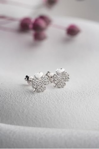 925 Ayar Gümüş Rodyumlu Minimal Zeytin Dalı Tragus Piercing Küpe Diğer