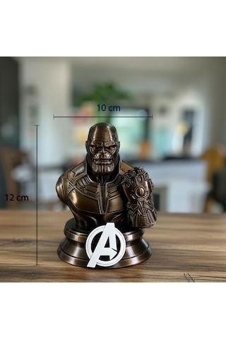 Thanos 3d Büst Figür - Sonsuzluk Eldivenli Bronz Renk Özel Tasarım 10x12cm
