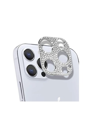 Ally iPhone Uyumlu 12 Pro Max Kamera Koruyucu Lens Diamond Taş İşlemeli- 5775 Pembe