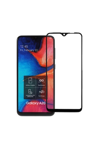 Samsung Galaxy Uyumlu A20E 3D Full Kaplama Kırılmaz Cam Ekran Koruyucu Siyah (364476676)