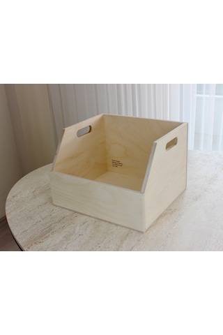 Ahşap Lp Plak Sandığı Boyasız Verniksiz - Organizer Kutu - Wooden Lp Record Box No Paint No Varnish Doğal Ahşap