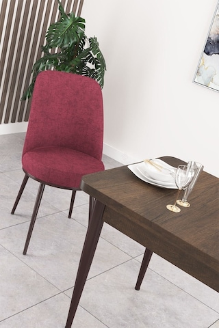 Canisa Concept Nil Serisi 70x110 Sabit Mutfak Masası Takımı Barok Desen Masa 4 Bordo Sandalye Bordo