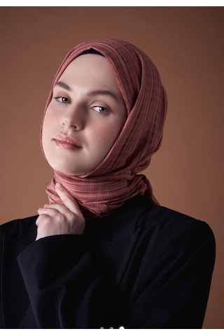 Modakaşmir Misto Pamuk Marsala Renk Şal Gül