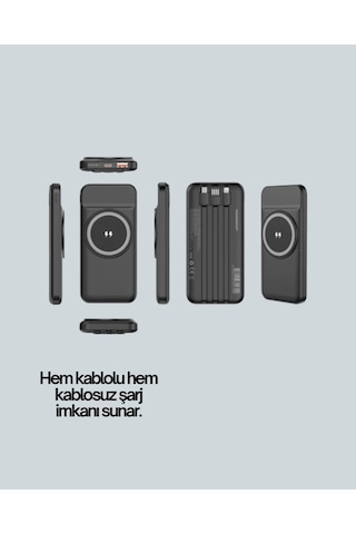 Apple Uyumlu iPhone Ve Android Uyumlu 10000mah Powerbank Hem Kablolu Hem Kablosuz Çok Renkli