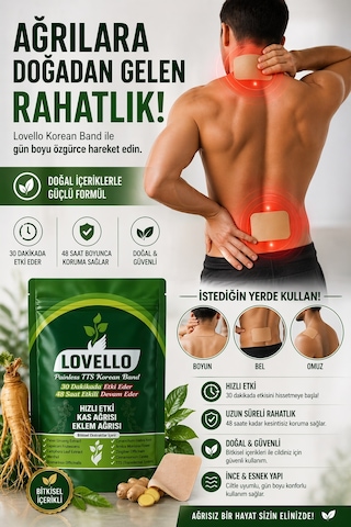 Lovello Kinesio Korea Ginseng Kas ve Eklem Bandı 25 Adet