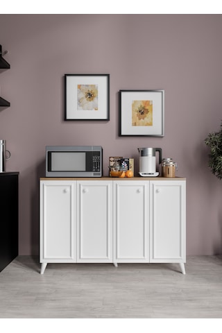 Stella Çok Amaçlı Country Dolap Meşe-beyaz, 4 Kapaklı Dolap