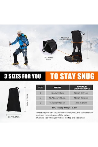 Reedark Kış Yürüyüşü Ve Kayak İçin Su Geçirmez Bacak Koruyucu, Çöl Tozu Önleyici Ayak Kılıfı, Siyah M Boyut 100 Adet