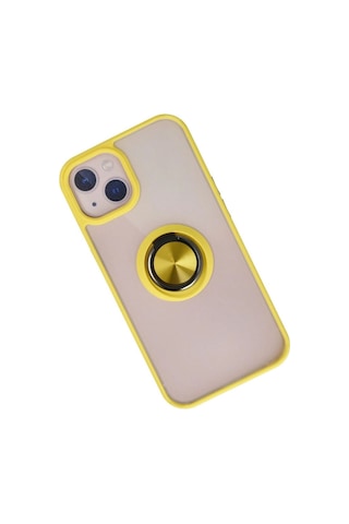 Apple Uyumlu iPhone 13 Kılıf Montreal Yüzüklü Silikon Kapak - Sarı