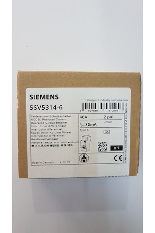 Siemens 5Sv5314-6 Yeni Seri 2 Pol 40A 30Ma Typea Kaçak Akım Röle