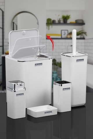 Okyanus Home Beyaz Kare Kromlu 5'Li Banyo Seti OKY-615-1