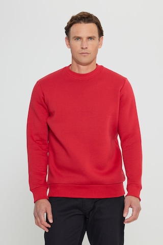 AC&Co / Altınyıldız Classics Erkek Kırmızı Standart Fit Normal Kesim İçi Polarlı Bisiklet Yaka Sweatshirt Kırmızı