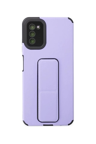 Samsung Galaxy A03s Kılıf Mega Standlı Silikon - Lila Siyah