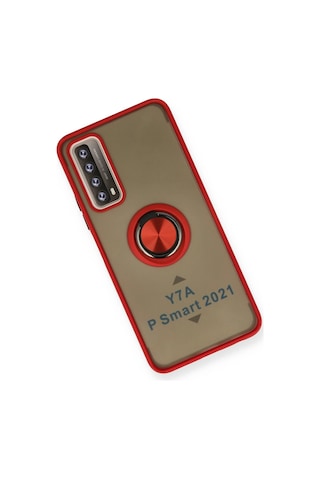 Newface - 748 - Huawei P Smart 2021 Kılıf Montreal Yüzüklü Silikon Kapak - Csmo-tex - - Kırmızı
