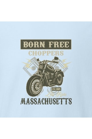 Wildstyle Born Free Choppers Motosiklet Vintage Chopper Baskılı Unisex Bisiklet Yaka Pamuklu Tişört - Bebek Ma