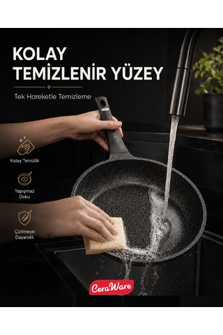 Ceraware Vetta 10 Parça Seramik Yapışmaz Tencere Tava Seti Siyah