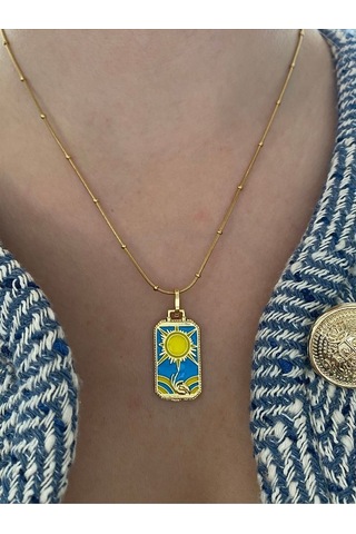 Vıp Seri - Güneş Kararmaz Çelik Kadın Gold Kolye Modern Ve Şık Altın