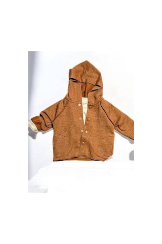 Çikoby Erkek Bebek Kapüşonlu Hırka Tshirt Eşofman Takım-14872 Kahverengi