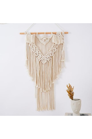 Homyl Yurt Arkaplanı Için Şık Makrome Goblen Fringe Wall Art