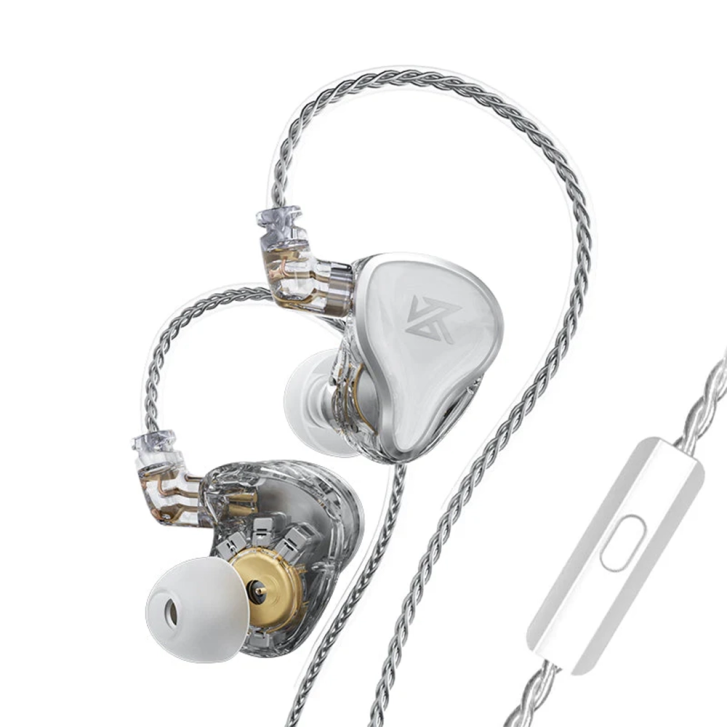 Kz Zas Gümüş Mikrofonlu 3.5mm Hi-fi In Ear Monitör Kulak İçi Hibrit Iem Kulaklık Kz-zas-mıc-sl
