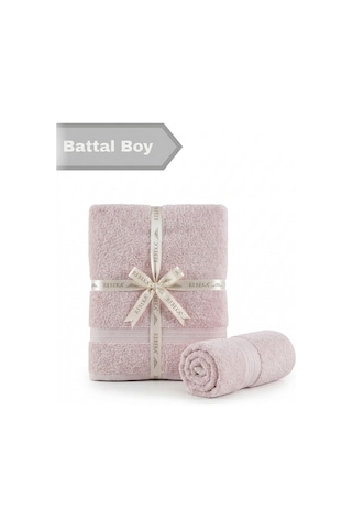 2 Li Battal Boy Banyo Havlu Seti - 100% Pamuk 90x170 Cm + 50x90 Cm Ekstra Yumuşak Emici Havlu Pudra