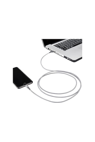 Omars MFI Sertifikalı USB to Lightning iPhone / Apple Uyumlu iPad Hızlı Şarj ve Data Kablosu 1 Metre Gri