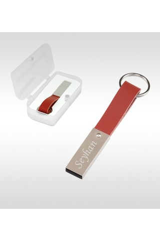 Kişiye Özel F-151-16 Kahverengi Metal-suni Derili Usb Bellek 16 Gb