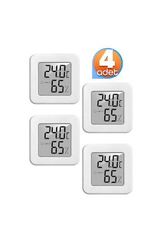 4 Adet Mini Sıcaklık Nem Ölçer Lcd Ekran Oda Termometre Duvara Takılabilen Masaüstü Higrometre Beyaz