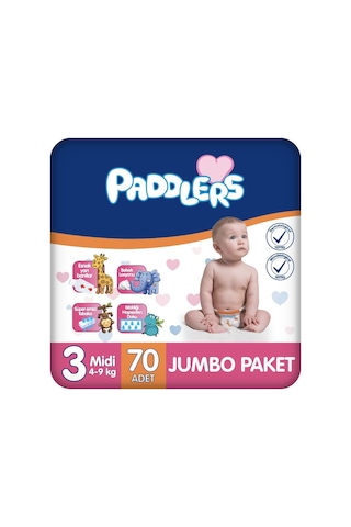 Bebek Bezi 3 Numara Midi 4-9 Kg 70 Adet Jumbo Paket